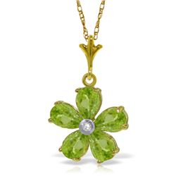 14k YG 2.20ct Peridot & Diamond Flower Necklace