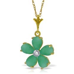 14k Solid Gold 2.20ct Emerald & Diamond Necklace