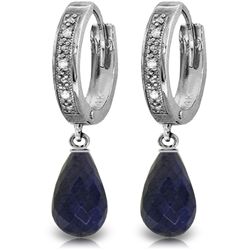 14k WG 6.60ct Sapphire & Diamond Hoop Earrings