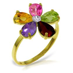 14k YG Multi Gemstone with Diamond Ring