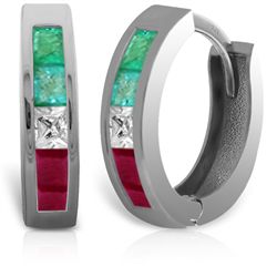 14k Solid Gold Multi Gemstone Earrings