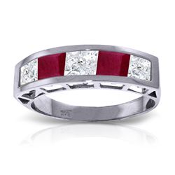 14K White Gold 1.35ct White Topaz & 1.0ct Ruby Ring