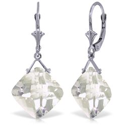 14k White Gold 17.50ct White Topaz Earrings