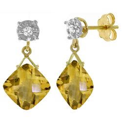 14k Gold 17.50ct Cushion Citrine Earrings