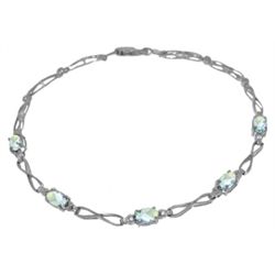 14K White Gold 1.15ct Aquamarine & Diamond Bracelet