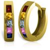 Image 1 : 14k Solid Gold MultiColored Sapphire Earrings