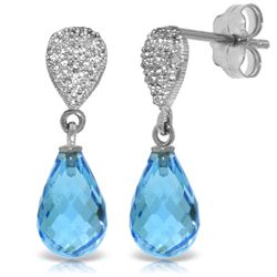 Blue Topaz with Diamond Drop Earrings in 14k White Gold