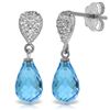 Image 1 : Blue Topaz with Diamond Drop Earrings in 14k White Gold