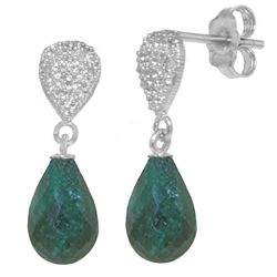 14k 6.60ct Emerald with Diamond Drop Earrings