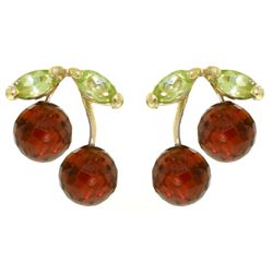 14k Gold Garnet with Peridot Petite Earrings