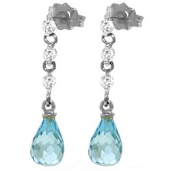 14k 3.0ct Blue Topaz with Diamond Chandelier Earrings