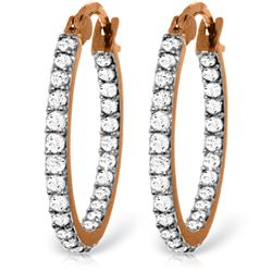 14k Solid Gold 0.75ct Diamond Hoop Earrings