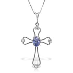 14K White Gold .45ct Tanzanite & Diaomnd Necklace