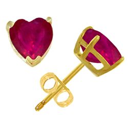14k Gold 2.90ct Ruby Heart Stud Earrings
