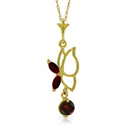 14k Yellow Gold Garnet Butterfly Necklace