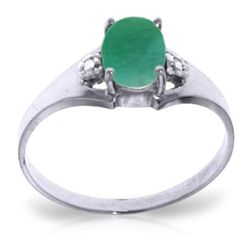14K White Gold 1.25ct Oval Emerald & Diamond Ring