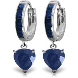 14K White Gold 3.10ct Heart & .85ct Sapphire Earring