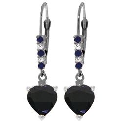 14k White Gold Sapphire & Diamond Heart Earrings