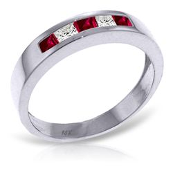 14K White Gold .39ct Ruby & .24ct White Topaz Ring