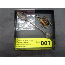 10 kt gold opal pendant & 8 gram silver spoon