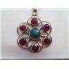 Image 2 : Genuine emerald & ruby 925 silver necklace