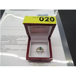 10 kt yellow gold emerald & diamond ring.
