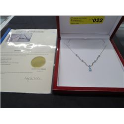 Blue topaz & diamond sterling silver necklace