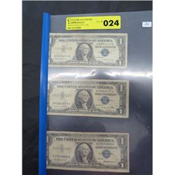 Three, 1957 American silver certificate