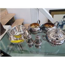 Seven pieces of silver plate