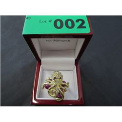 Pearl & crystal octopus ring