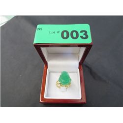 Carved jade Buddha ring