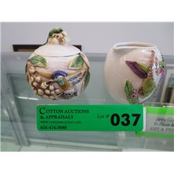 Cream & sugar dishes in a hummingbird motif