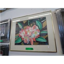 Framed oil painting of lilies 20" x 24"