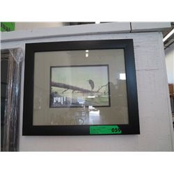 Framed heron print by Sue Coleman