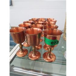 18 copper and brass goblets 5" tall