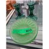 Image 1 : Four green pressed glass dessert plates