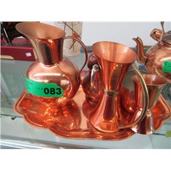 Seven pieces of copper ware