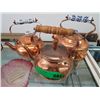 Image 1 : Two copper teapots and a copper kettle
