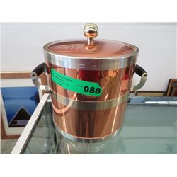 9" tall copper and brass ice bucket