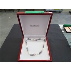 Multi-coloured Shell-Pearl Necklace, shades of pi