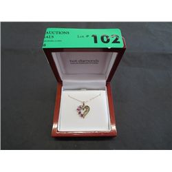 Diamond & Ruby Heart-shape Pendant & chain