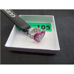 Genuine Guess Ring, heart-shape, pink with crystal