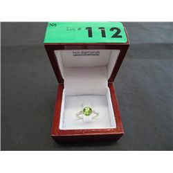 Lively Green Peridot & Diamond Ring