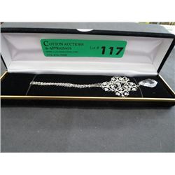 Estate sterling silver crystal necklace
