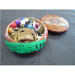 Wood jewellery box filled with jewelry