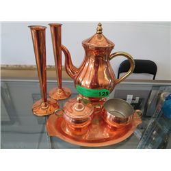 Seven pieces of copper items
