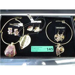 Three sets of necklaces and earrings