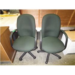 Pair of swivel office chairs