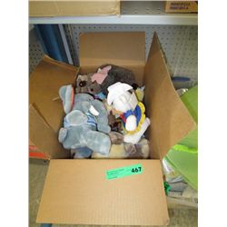 Box of stuffed animals