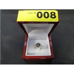 Rare black diamond cluster ring - 9 diamonds